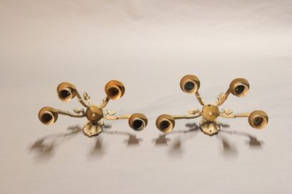 Pair of sconces with four lights in chased...