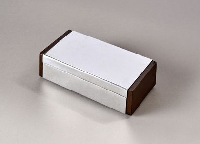 Modernist card box made of rosewood and chromed...