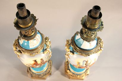 Important pair of baluster vases mounted...