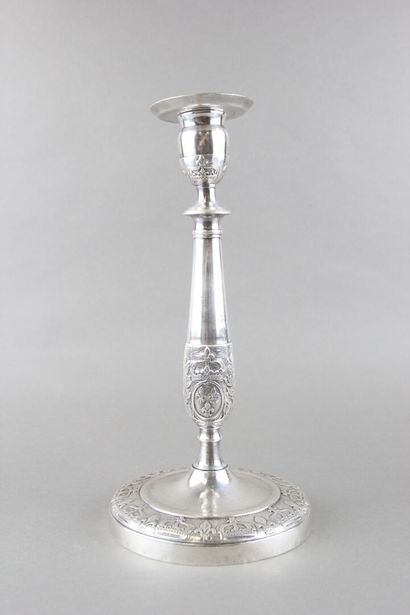 Suite of three candlesticks in silver plated...