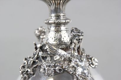 Pair of silver vases of Renaissance style....