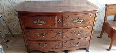 Molded walnut chest of drawers of slightly...