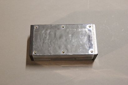 Modernist card box made of rosewood and chromed...