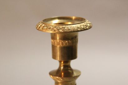 Pair of ormolu and chased bronze torches....