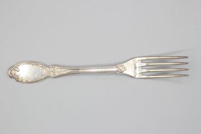 Silver household with violin spatula, foliage...