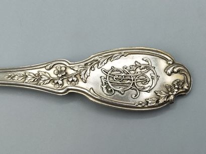 Silver household with violin spatula, foliage...
