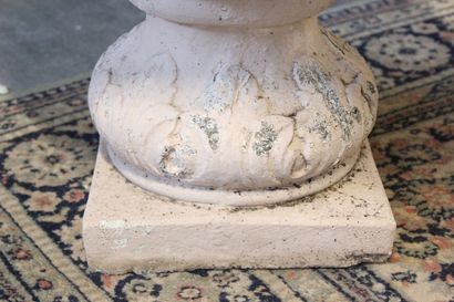 Pair of garden armchairs in patinated concrete...