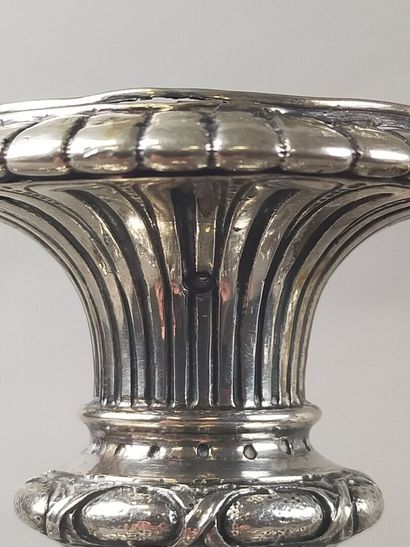 Pair of silver vases of Renaissance style....