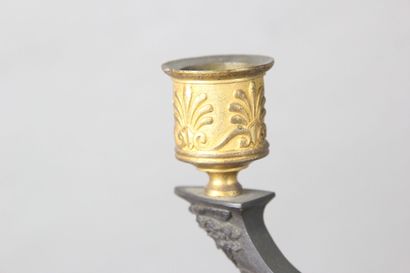 Pair of candelabras with four lights in chased,...