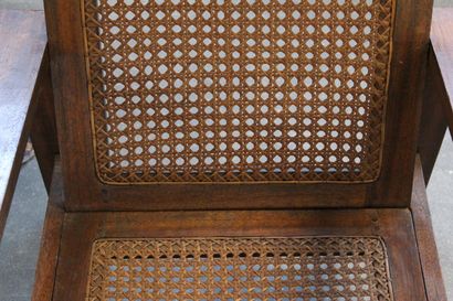 Suite of four armchairs in exotic wood on...