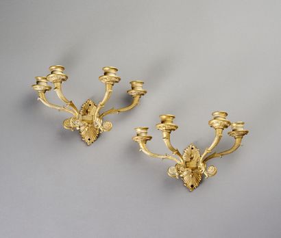 Pair of sconces with four lights in chased...