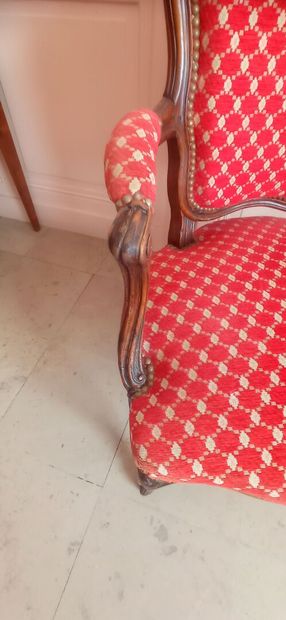Two armchairs cabriolets in natural wood...
