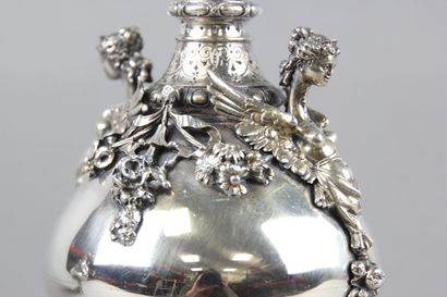 Pair of silver vases of Renaissance style....