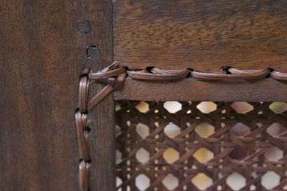 Suite of four armchairs in exotic wood on...