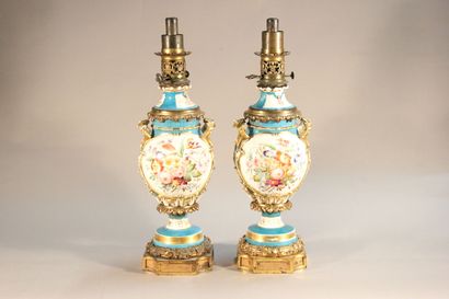 Important pair of baluster vases mounted...