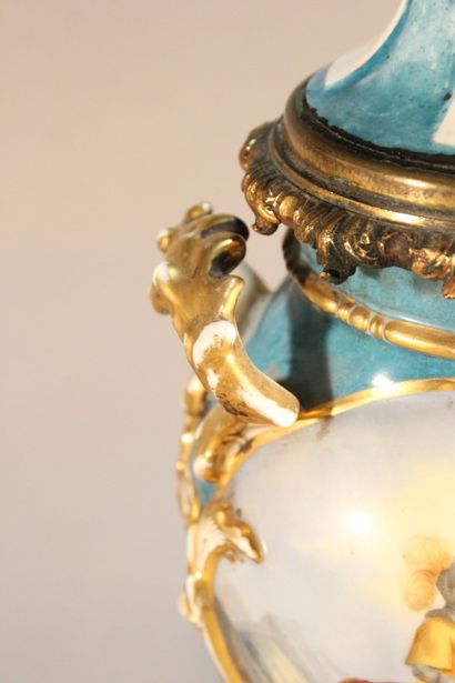 Important pair of baluster vases mounted...