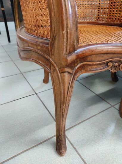 Louis XV desk armchair in carved and molded...