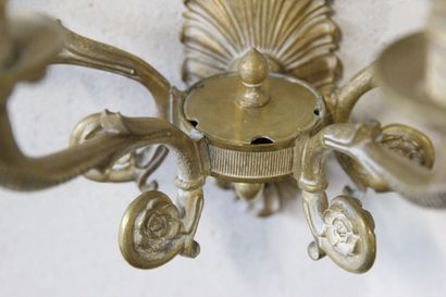 Pair of sconces with four lights in chased...