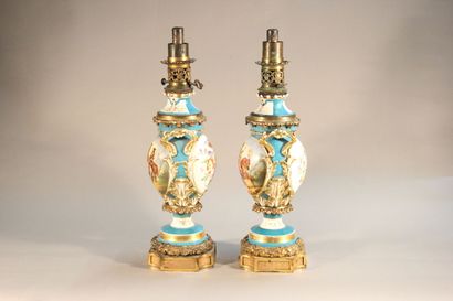 Important pair of baluster vases mounted...