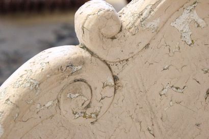 Pair of garden armchairs in patinated concrete...