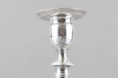 Suite of three candlesticks in silver plated...