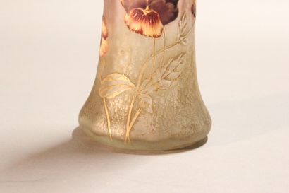 Vase with long neck out of white and pink...
