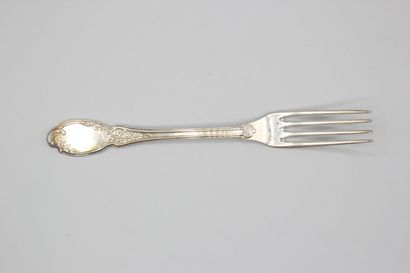 Silver household with violin spatula, foliage...