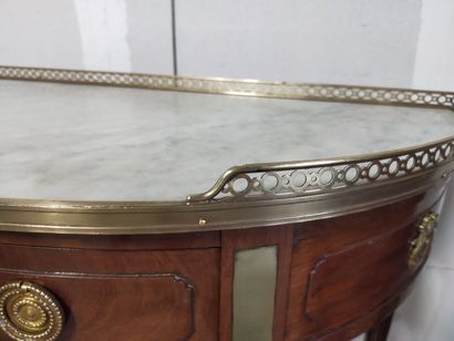 Mahogany and mahogany veneer half-moon console...