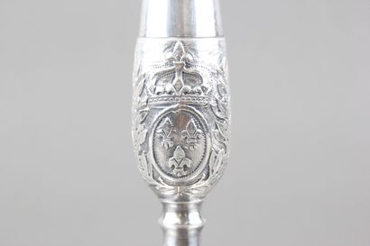 Suite of three candlesticks in silver plated...