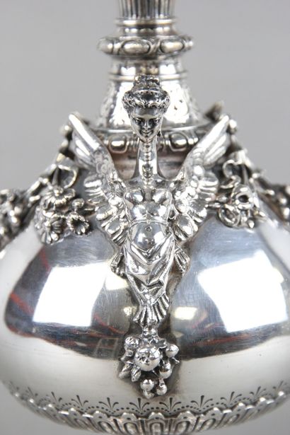 Pair of silver vases of Renaissance style....