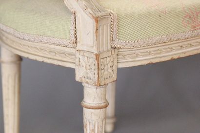 Child's armchair in carved wood and rechambered...