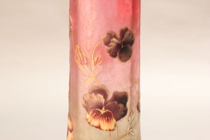 Vase with long neck out of white and pink...