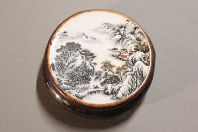 CHINA 

Two polychrome porcelain brush holders...