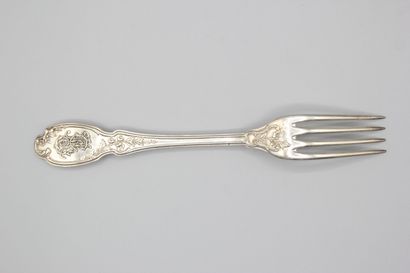 Silver household with violin spatula, foliage...