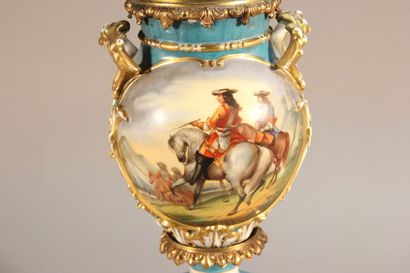 Important pair of baluster vases mounted...