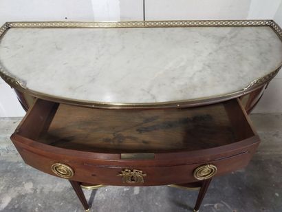 Mahogany and mahogany veneer half-moon console...