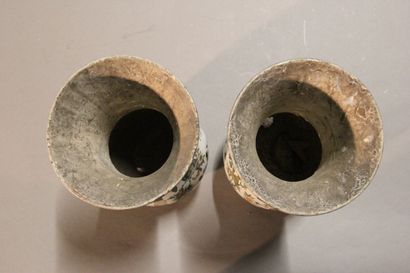 Pair of glass baluster vases with decalcomanied...