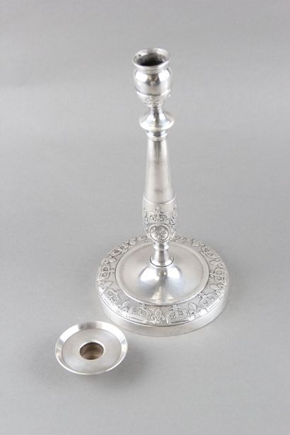 Suite of three candlesticks in silver plated...