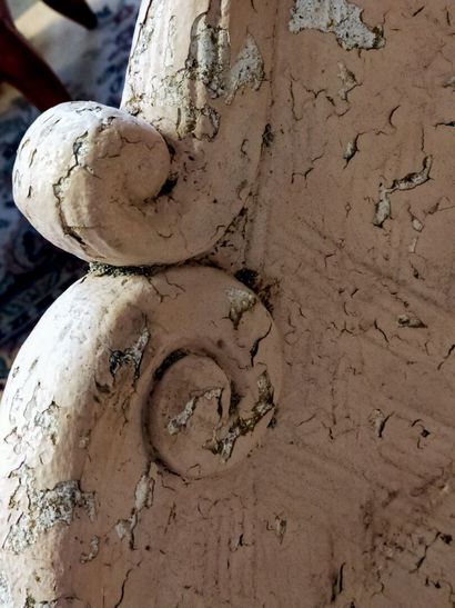 Pair of garden armchairs in patinated concrete...