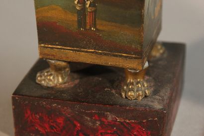 Pair of flared planters in polychrome sheet...
