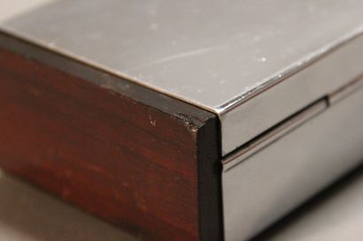 Modernist card box made of rosewood and chromed...