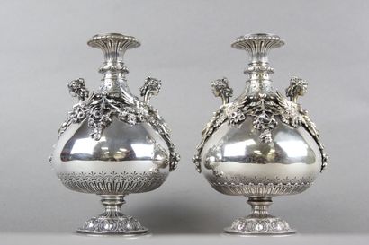 Pair of silver vases of Renaissance style....