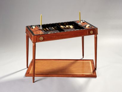 Mahogany and mahogany veneer tric-trac table.

Opens...