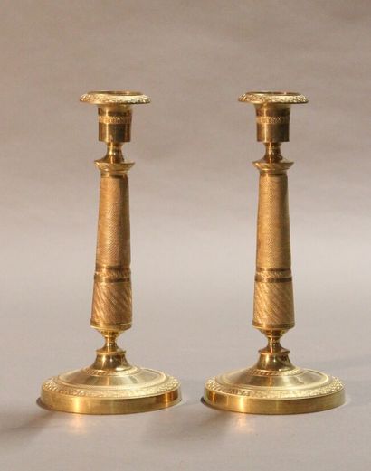 Pair of ormolu and chased bronze torches....