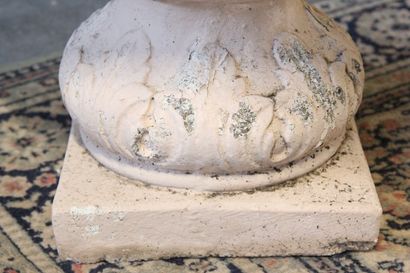 Pair of garden armchairs in patinated concrete...