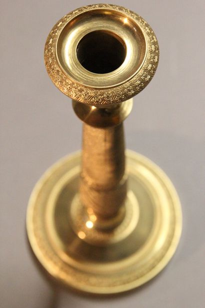 Pair of ormolu and chased bronze torches....