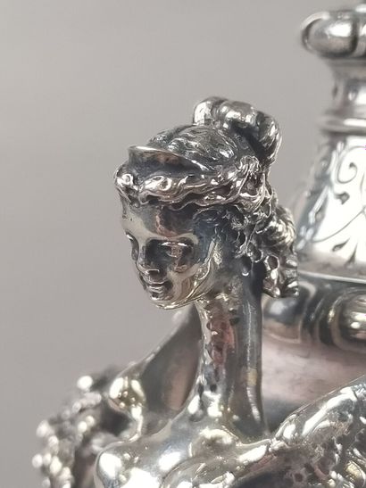 Pair of silver vases of Renaissance style....