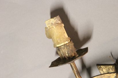 Pair of sconces with two lights in gilded...