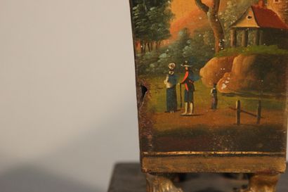 Pair of flared planters in polychrome sheet...
