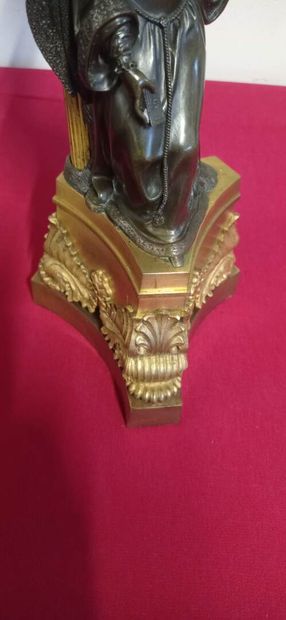 Important mantelpiece in bronze with double...